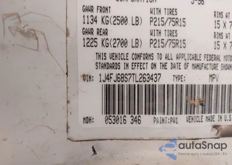 1996 Jeep Cherokee Sport/Classic from USA, damaged, VIN 1J4FJ68S7TL263437